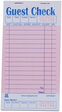Royal - GCP3632-1-IN Pink Guest Check Board, 1 Part Booked with 15 Lines, Package of 10 Books