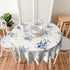 Spring Summer Blue Floral Tablecloth Round 60 Inches Elegant Watercolor Flower Tablecloth Polyester Washable Table Cover Table Cloth for Kitchen Dining Room Outdoor Picnic Patio Party