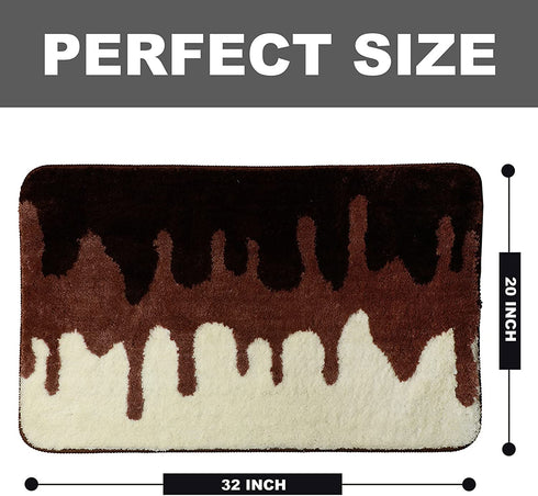 Bathroom Rugs, Soft Non-Slip Bathroom Mat, Super Absorbent Bath Mats for Bathroom Floor Toilet Bedroom (20"×32" Brown and White) Wyhouse