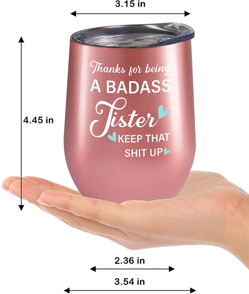 Sister Gifts from Sister, Brother, Funny Gifts for Sister, Sister in Law, Birthday Gifts for Sister - Unbiological, Soul Sister, Fancyfams Wine Tumbler (Being Sister -Rose Gold)