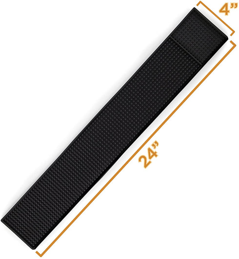 Rubber Bar Top Spill Mat (1) - 24" x 4" Heavy Duty Non-Slip Professional Bartender Accessories - Essential Business Supplies for Cocktail Drink Mixing, Industrial & Home Kitchen