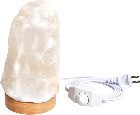 Amazon Basics Natural Himalayan Salt Lamp, Wood Base with Dimmer Switch - Crystal White, 5-7 Pounds