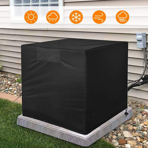 WULEE Air Conditioner Covers for Outside Units -26x26x32 inches Durable AC Cover Water Resistant Fabric Windproof Design Outdoor Furniture Universal Cover with Air Pockets