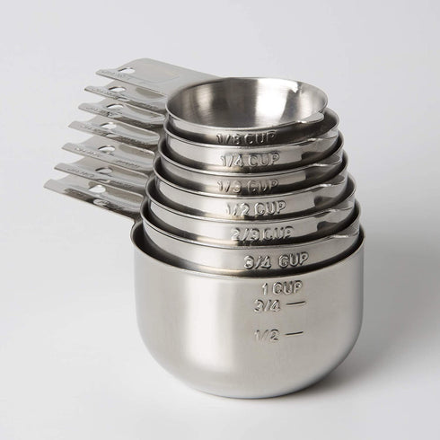 Measuring Cups 7 Piece Set of Quality Professional Grade 18:8 Stainless Steel-Perfect for Dry and Liquid Ingredients