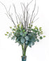 FeiLix 2PCS Eucalyptus Leaves Stems Mixed with 4PCS Branches ,Artificial Greenery Dried Eucalyptus Plant for Vases Party Home Farmhouse Decor