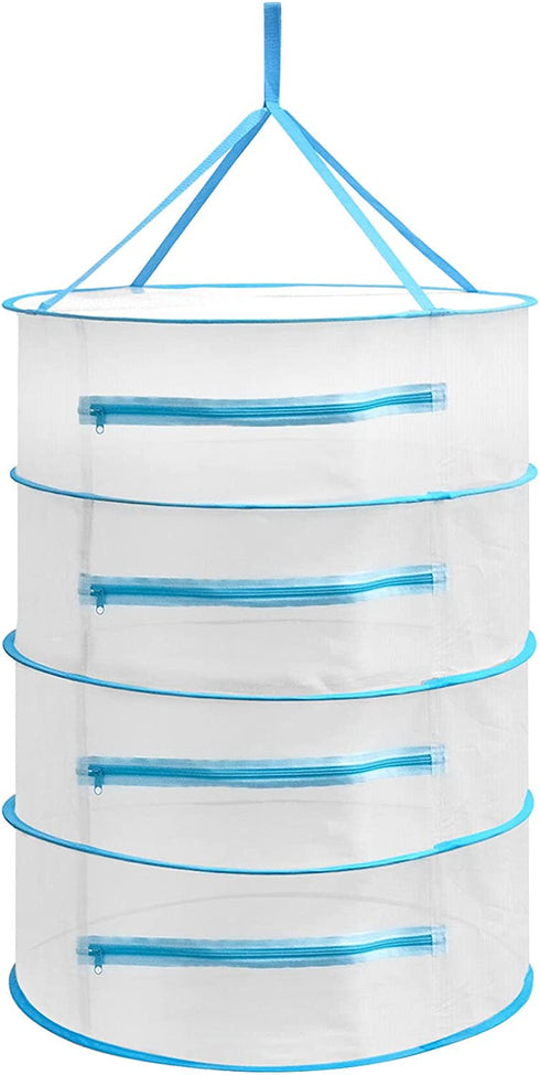 Herb Drying Rack Net 4 Layer Herb Dryer White Mesh Hanging Dryer Rack with Zipper 31.5''×24"