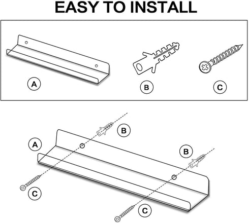 hblife 15" Clear Acrylic Floating Wall Ledge Shelf, Wall Mounted Nursery Kids Bookshelf, Invisible Spice Rack, Clear 5MM Thick Bathroom Storage Shelves Display Organizer, 15" L x 4" D x 2" H, Set of 3