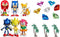Classic Sonic and Friends 15 Piece Figure Play Set Featuring Sonic Figures, Themed Palm Trees and Sonic Themed Gems