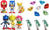 Classic Sonic and Friends 15 Piece Figure Play Set Featuring Sonic Figures, Themed Palm Trees and Sonic Themed Gems