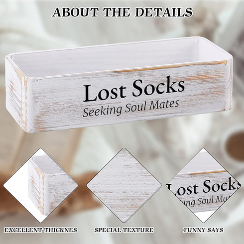 Farmhouse Lost Socks Storage Funny Laundry Sign Wooden Storage Baskets Laundry Room Storage Missing Socks Laundry Decor Farmhouse Sock Basket for Laundry Room Wall Decor (9.4 x 3.94 x 2.36 Inch)