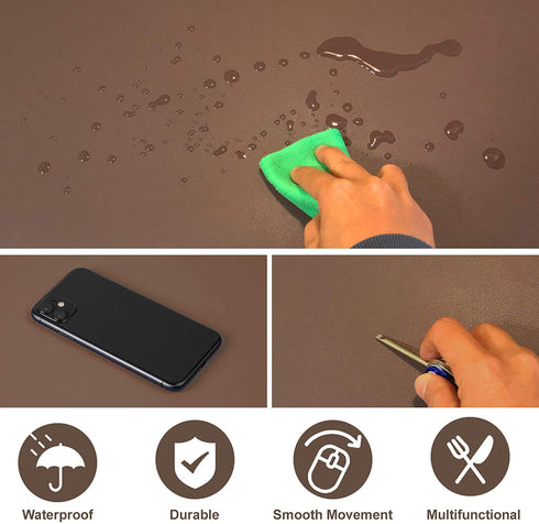 TESOBI Large Natural Cork & Leather Desk Pad, Double-Sided Desk Protector, Smooth Surface Mouse Pad, Waterproof Desk Mat for Office/Home/Gaming (36" x 17" Coffee)