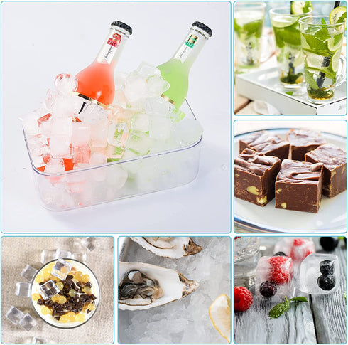 Silicone Ice Cube Tray with Lid container & scoop, Flexible & BPA Free Silicone Mold Making 32Pcs x0.4 Oz Small Square Ice Cubes for Chingling Cocktail and Milk Tea(Blue)