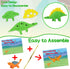 28 PCS Dinosaur Erasers Valentines Day Gifts Cards for Kids Classroom School, 3D Mini Puzzle Pencil Erasers Bulk Toys Kids Valentines Day Exchange Gift Cards for Boys Girls Valentine Party Favors