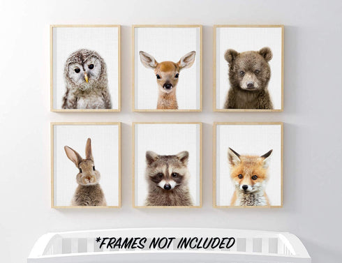 Baby Animal Posters and Prints - EPHANY ART - Rabbite Deer Fox Canvas Painting Nursery Pig Wall Art, Piglet Print Wall Art Nordic Picture Kids Room Decoration YMX014 (8"x10"(20x25cm))