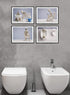 Skeleton Bathroom Prints - Funny Hipster Skull and Bones Wall Art Decor - Set of 4 (8 x 10) Photos