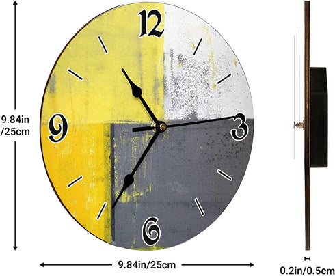 GeTJonesRiGhT Grey and Yellow Decorative Wall Clock, Street Modern Rock Abstract Square-Silent Wall Clock, Best Gift for Loved Ones, Friends, Couples -10 inches