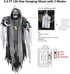 Halloween Hanging Ghost, 5.5 Ft Large Life size Halloween Prop Skull with LED Glowing Eyes and Creepy Shrilling Sound Scary Grim Reaper with Detachable Bendable Arms Perfect for Halloween Party Decor