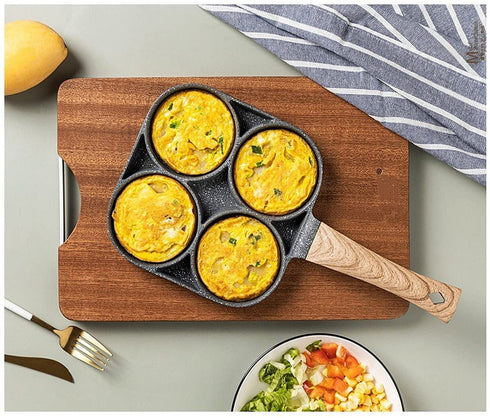 Egg Frying Pan?Non Stick Egg Cooker Pan Compatible with All Heat Sources,for Egg Burger/Breakfast Pancake Pan/Omelette?Suitable for Gas Stove & Induction cooker(four section)