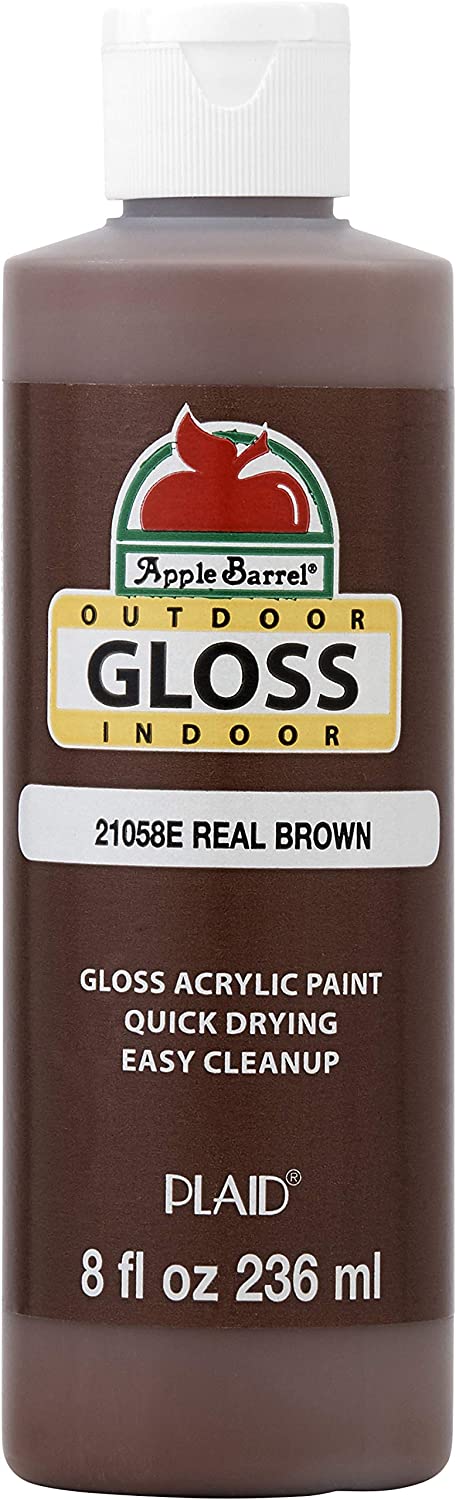 Apple Barrel Gloss Acrylic Paint (8 Ounce), 21058E Real Brown, 8 Fl Oz (Pack of 1)