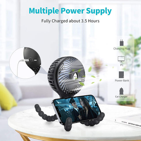 SmartDevil Stroller Fan, 3 Speed Portable Clip on Stroller Fan for Baby, Battery Operated Personal Desk Fan with Flexible Tripod, Mini Handheld Fan for Car Seat, Treadmill, Camping (Black)