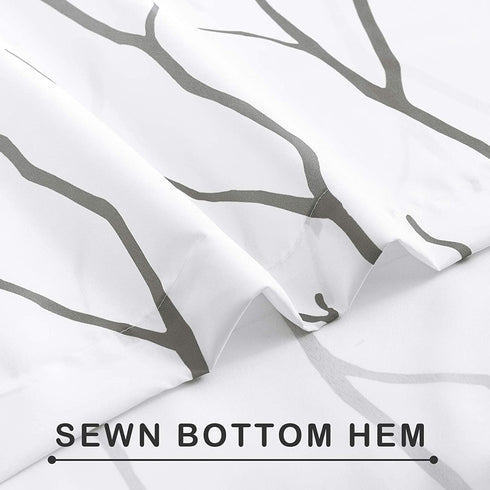 KGORGE Shower Curtains for Bathroom - Waterproof Tree Branches Pattern on White Curtains for Outdoor Swimming Pool Bathtubs Toilet, Grey, 72 x 72 inches Long, Hooks Included