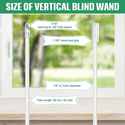 Yalikop 24 Inches 2 Pieces Blind Wand Vertical Blinds Replacement Parts Blind Rod with Hook and Grip Clear Plastic Blind Opener Long Window Blind Stick Tilt Rod