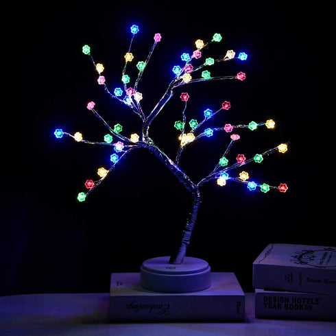 EXTRAFEIN Artificial Bonsai Tree Lights - Table Decor Cherry Blossom Tree Fairy Lamp, Battery/USB Operated, Lit Tree Centerpieces for Jewelry Holder,Christmas Festival Decoraction,Mini Night Light