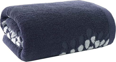 Pidada Bath Towel Hydrangea Pattern 100% Cotton Soft Absorbent Towels for Bathroom 1 Pack 27.6 x 55 Inch (Dark Grey)
