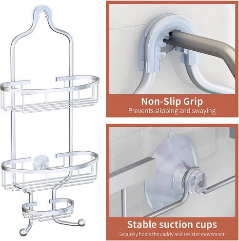 Shower Caddy Over Shower Head,Ewaiira Hanging Shower Caddy Bathroom 3 Tier Shower Caddy Shower Organizer Hanging Shower Caddy Over Shower Head No Rust