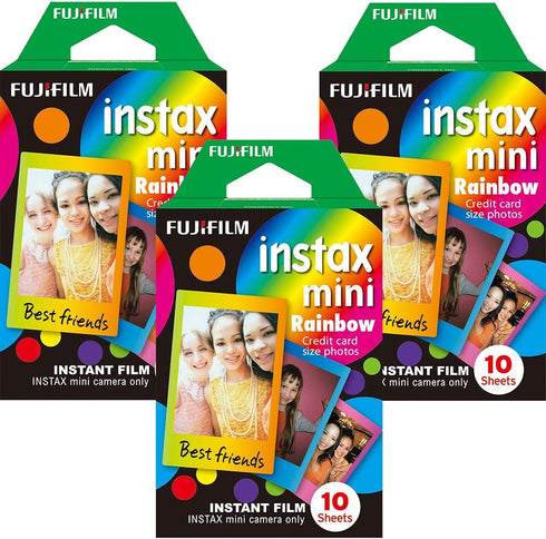 Fujifilm Instax Mini Instant Rainbow Film, 10 Sheets, 3 Value Set