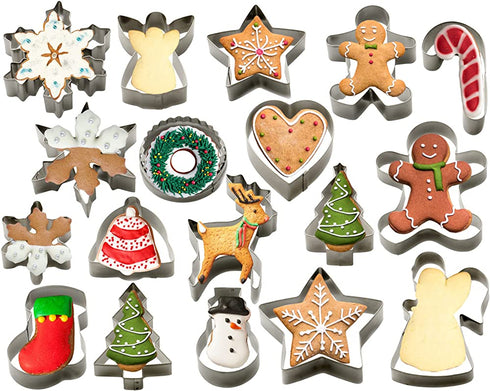 StarPack Home Christmas Cookie Cutters Set (18 Piece) - Favorite Holiday Shapes including Gingerbread Man, Star and Snowflake Cutter Shapes