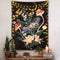 Fowocu Butterfly and Flower Vertical Tapestry Wall Hanging, Moon and Stars Floral Tapestries, Black Wildflower Aesthetic Tarot Wall Tapestry for Bedroom Dorm Living Room (Black, 44'' × 60'')