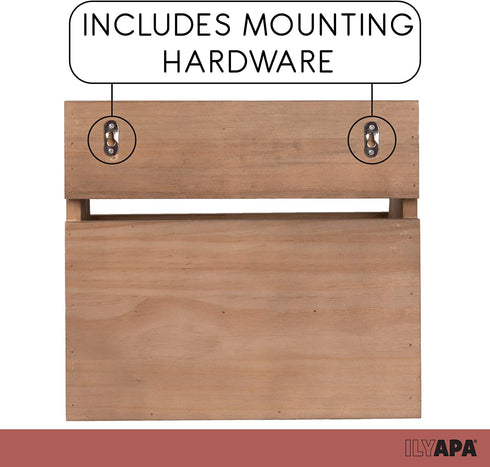 Ilyapa Key and Mail Holder for Wall - Mail Organizer Wall Mount with Shelf - Rustic Barnwood Decorative Wall Key Holder with 5 Metal Hooks