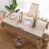 Fhberni Cotton Linen Stitching Tassel Tablecloth Embroidery Square Table Cover for Party Kitchen Dining Room Tabletop Decoration (Light Coffee, 55 x 55 Inch)