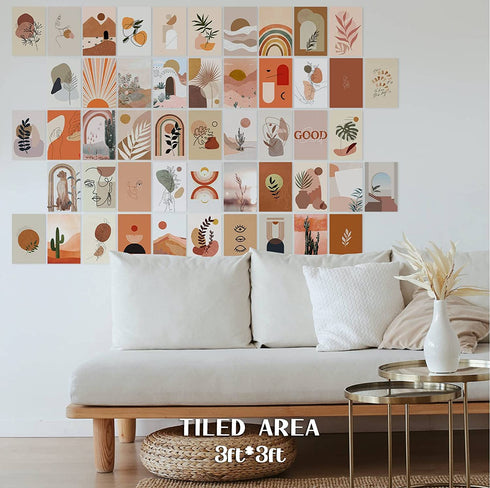 Posters for Room Aesthetic - 50Pcs Boho Wall Collage Kit| Boho Room Decor Aesthetic for Teen Girls| Boho Collage Kit for Wall Aesthetic |Preppy Room Decor for Bedroom Aesthetic| 4x 6"