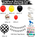 Racing Car Balloon Garland Kit, 126 Pcs Yellow Black Confetti Balloon Arch with 100ft Checkered Flags Banner Checkered Foil Balloons for Let's Go Racing Racing Car Party Decoration