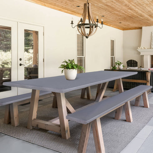 Fitable Outdoor Indoor Picnic Table Cover Waterproof Vinyl Fitted Table Cover with Bench Covers 3pcs Set Flannel Backing Tablecloth 30"*72" for Picnic/Travel/Holiday/Party/Folding Table Silver Grey