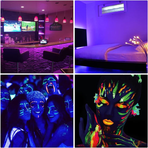 UV Light Strip - iCreating Battery Operated LED Black Light Strip Kit with 6.6FT 2M SMD 3528 IP65 Waterproof Super Bright LED Strip Lights, Battery Case