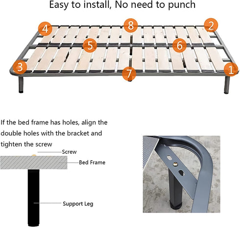 2Pcs Adjustable Bed Frame Center Support Leg, Steel Bed Frame Center Slat Support Legs Replacement, Sofa Furniture Cabinet Feet,Bed Rail Support for Wooden Bed (Height:5.9 to 8.6 inch)