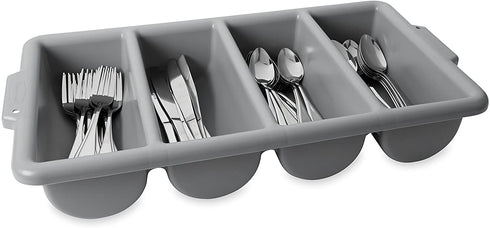Rubbermaid Commercial Products 4-Compartment Cutlery Bin, Gray, Supplies for Restaurant Kitchen Use