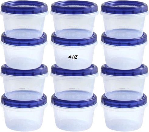 HomeyGear 12 Pack Small Twist Top Food Storage Containers Leak-Proof, Airtight Storage Canisters with Screw & Seal Lids | BPA-Free, Stackable, Reusable Kitchen Essentials, Snack 4-Ounce