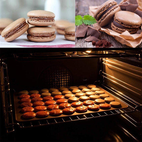 GARCENT Macaron Baking Mold, Non-Stick Silicone Pastry Baking Mat Set, 48 Capacity with Food Tongs, Measuring Spoon, Silicone Spatula, Cake Decorating Supplies