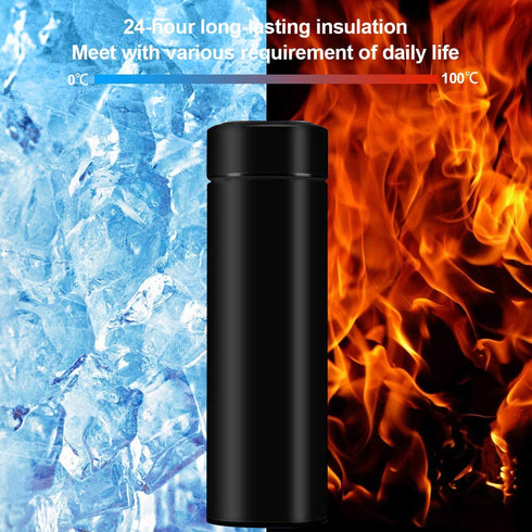 Water Bottle, Tea Infuser Bottle Thermoses Water Bottle, Travel Mug with Smart LCD Touch Screen, Keep Hot Or Cold, Car Portable Travel Tea Coffee Vacuum Thermoses Cup, Anti-collision, Leak-proof, 18oz