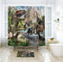 Riyidecor Dinosaur Shower Curtain Boys Kids Animal Dino Jungle Forest Mountain Decor Fabric Bathroom 72x72 Inch 12 Pack Plastic Shower Hooks Included WW-II4C