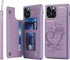 Jaorty for iPhone 12 Pro Max Wallet Case with RFID Blocking Card Holder for Girls Women,Premium PU Leather Magnetic Buttons Stand Flip Wrist Strap Case for iPhone 12 Pro Max 6.7 Inch,Heart Purple