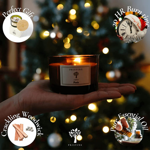 Rose & Sandalwood Scented Soy Candles for Home Scented | Wood Wicked Candles| Crackling, All Natural Candles | Aromatherapy Scented Candle| Rose Scented Candles | Paris Highly Scented Candles for Home