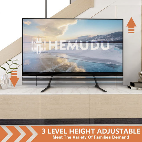 Hemudu Universal Table Top TV Stand Base VESA Pedestal Mount TV Legs for 27 inch to 55 inch LCD LED Plasma Flat Screen TVs with Cable Management and Height Adjustment tv Legs,Holds up to 125lbs