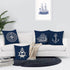 Bonhause Nautical Navy Blue Throw Pillow Covers 18 x 18 Inch Set of 4 Anchor Lighthouse Sailboat Compass Decorative Pillow Cases Linen Cushion Covers for Sofa Couch Bed Home Decor