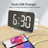 Digital Alarm Clock, 7" Large LED Mirror Electronic Clocks?Bedside Clock with Touch Snooze, Dual USB Charge, Auto Adjustable Brightness, Desk Wall Modern Clocks for Bedrooms Living Room Office(White)