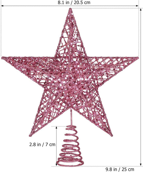 25cm CHRISTMAS Tree Iron Star Topper Glittering CHRISTMAS Tree Decoration Ornaments (Pink)